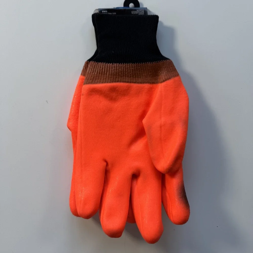 Lot of 2 KINCO Work Gloves Hi-Vis Mesh Grain Pigskin & Palm Sandy Finish PVC Lrg